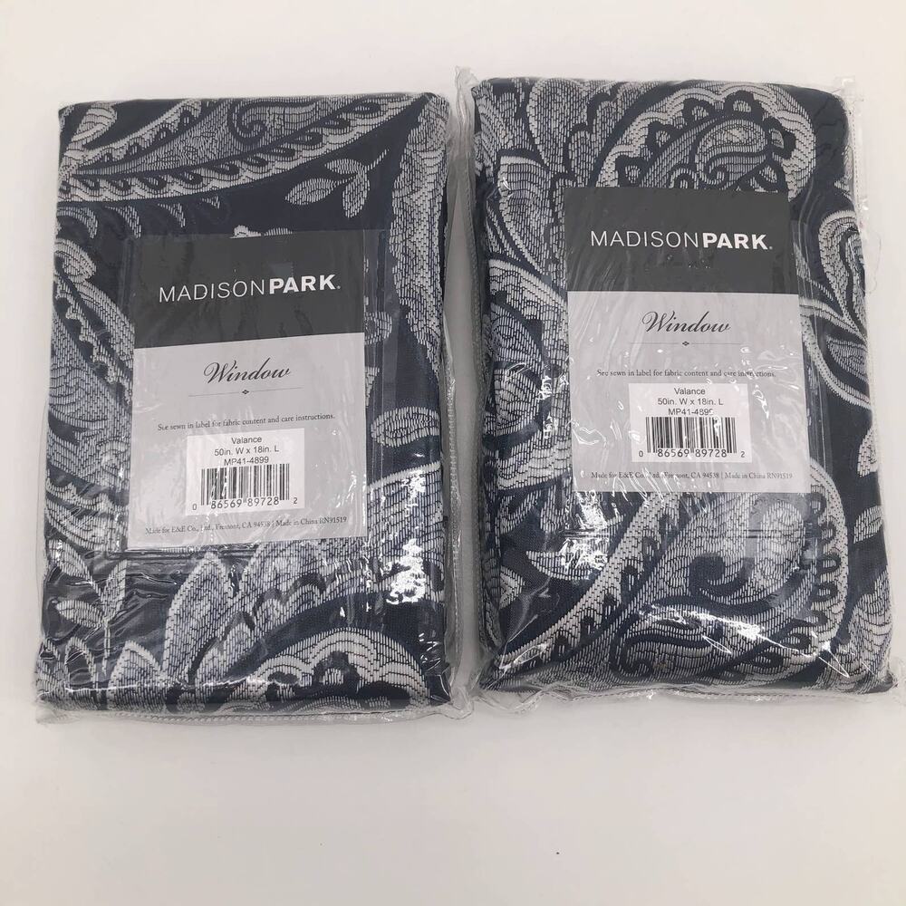 Madison Park Valance Window Panel Set Paisley New
